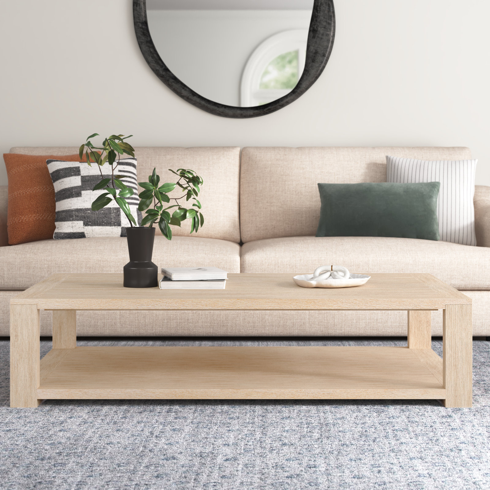 Aydeen Solid Wood Single Coffee Table, Beige