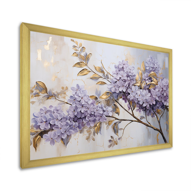 Pastel Lilac Dreams I - lilas, art mural sur toile, Cadre doré simple, H 24 po x l 32 po x P 1 po