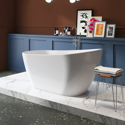 59" Freestanding Soaking Acrylic Bathtub