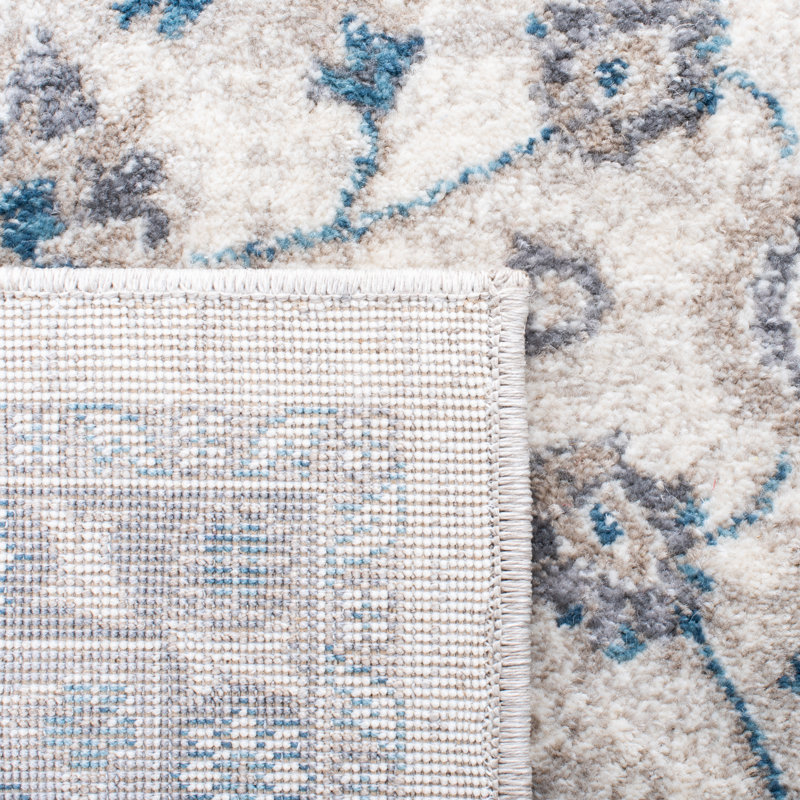 Tapis oriental ivoire / bleu Eileen, Rectangle 9 pi x 12 pi