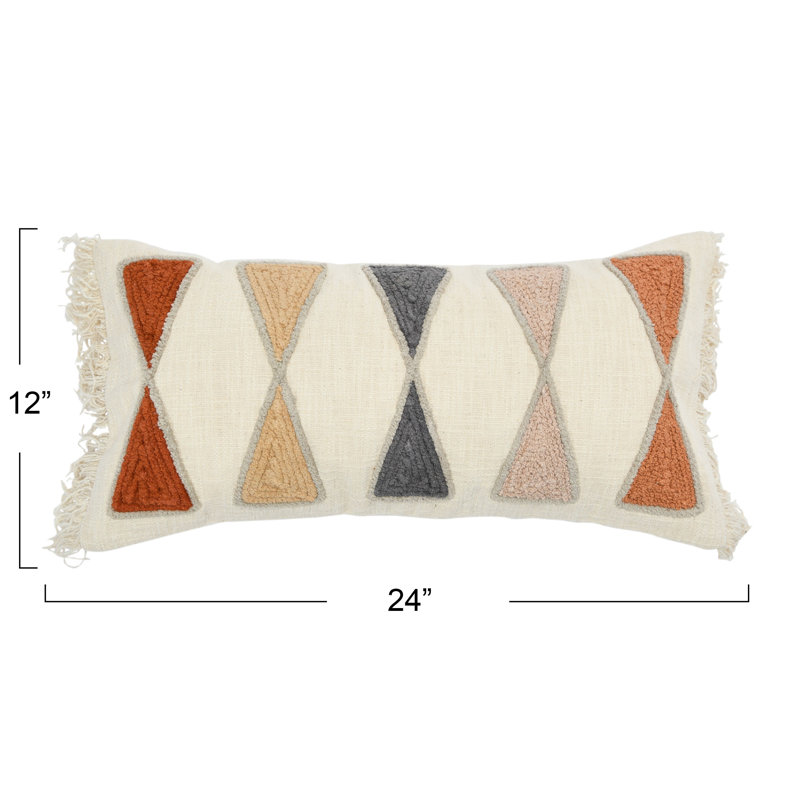 Caulksville Geometric Rectangular Lumbar Pillow, Beige/Blue/Orange