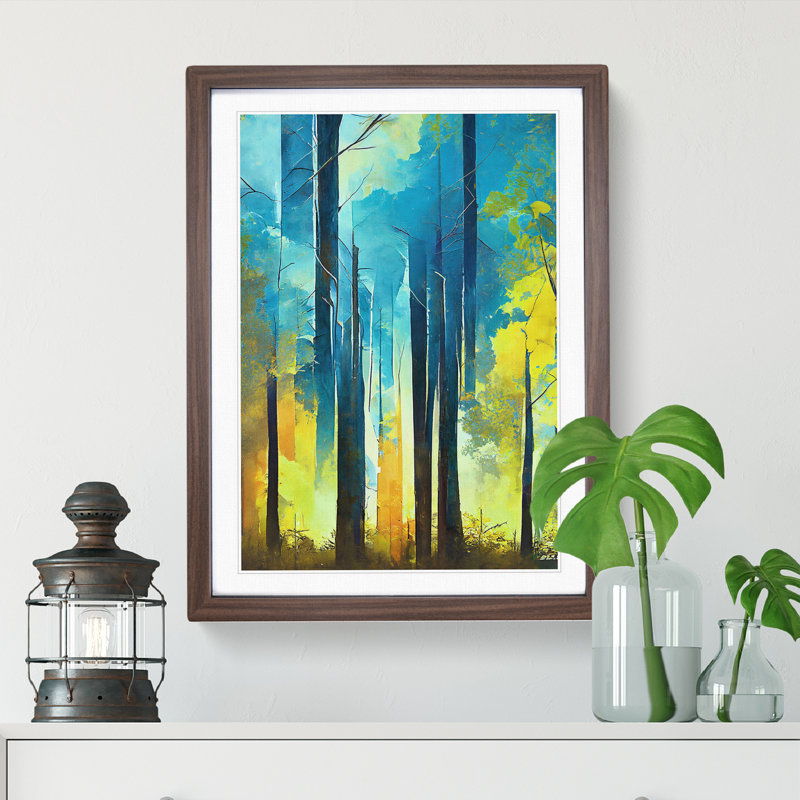 Forest In Abstract No.5 - Single Picture Frame Print, 64cm H x 46cm W, Walnut