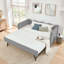 Divan-lit rembourré polyvalent 3 en 1 avec couchette coulissante et poches de rangement latérales, idéal pour les espaces multiples et les espaces restreints-358199610