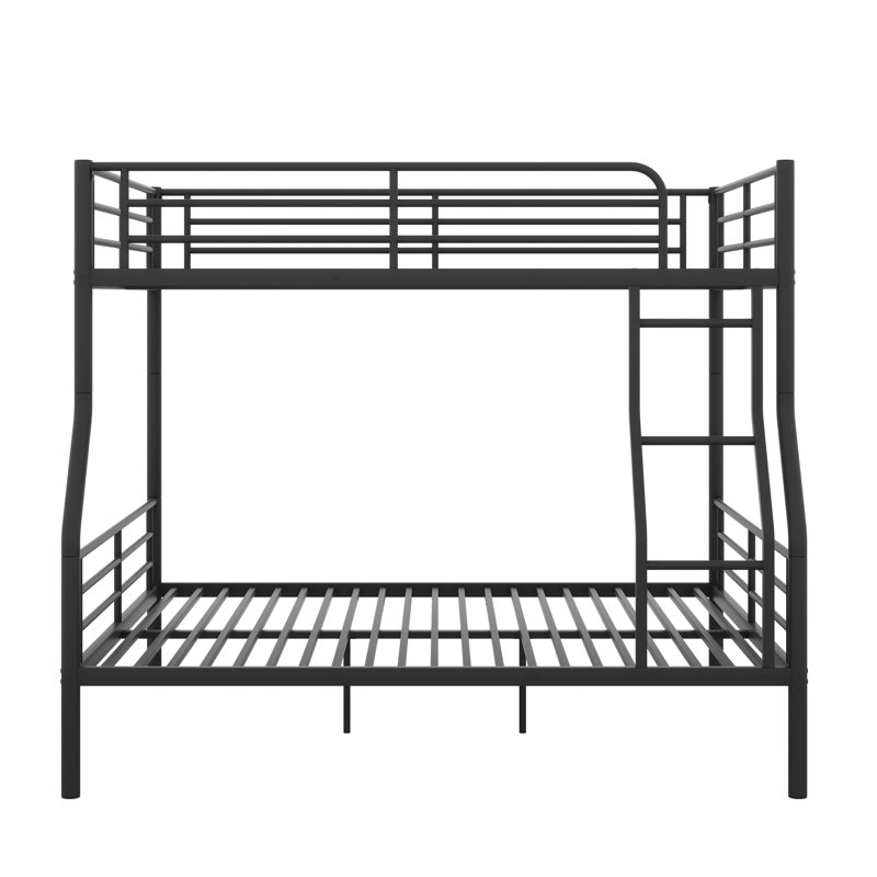 Full XL Over Queen-Sized Metal Bunk Bed, Black