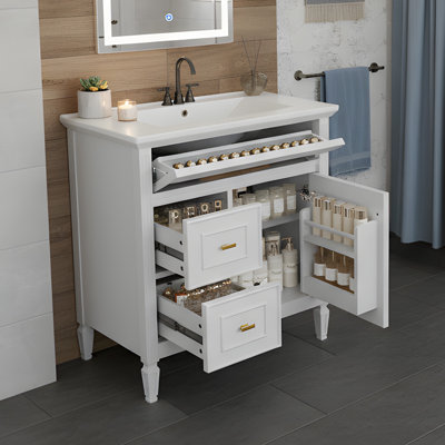 Armoire de meuble-lavabo 30 "avec lavabo en céramique