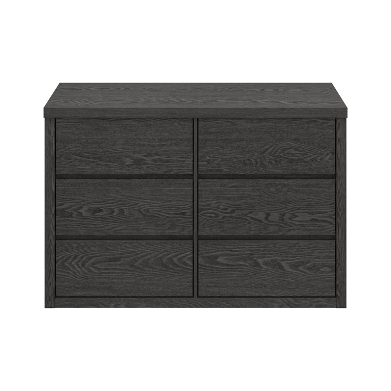 Commode double 6 tiroirs l 46,46 po Brannick, Chêne gris foncé