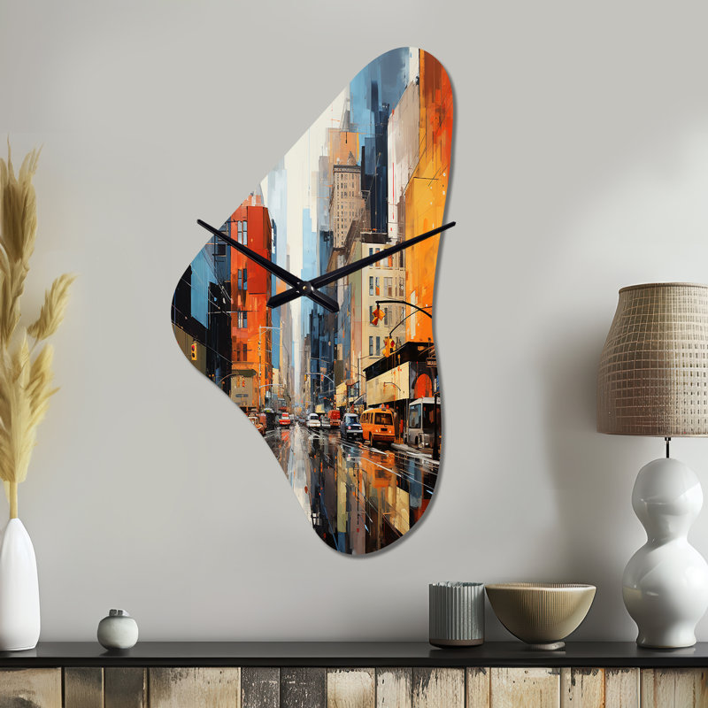 Horloge murale moderne en métal Safpe, Mid-Century Mid-Century Metropolis II - Mid-Century, Moyenne