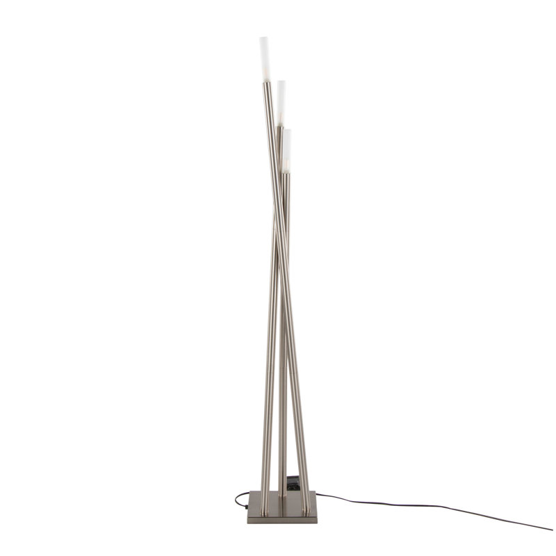 Lampe sur pied de style contemporain Icickel en nickel brossé