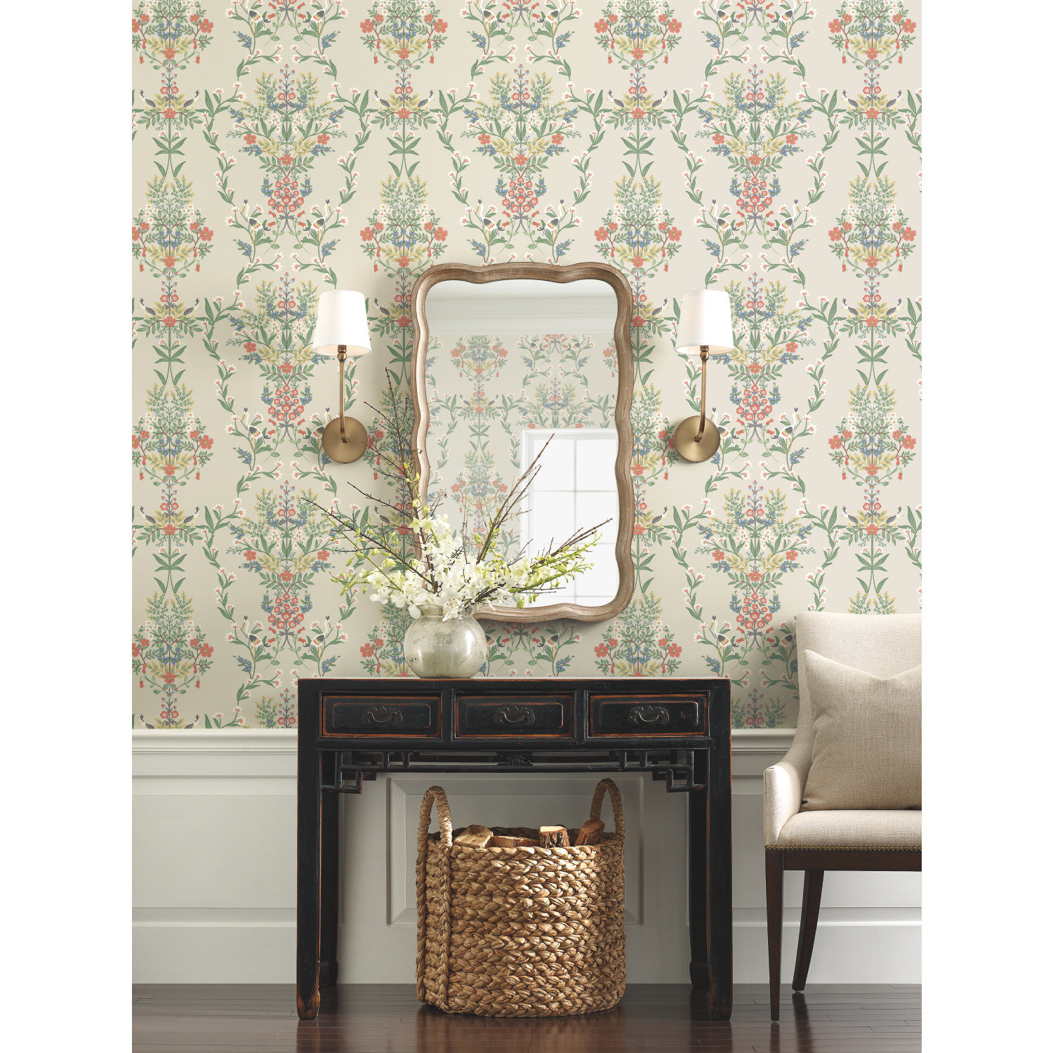 Luxembourg Wallpaper Double Roll, Beige/Red