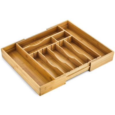 Bamboo Drawer Organizer Expandable For Kitchen Silverware Drawer Organizer Tray And Cutlery Flatware Organizer Drawer Tray / Utensil Tray