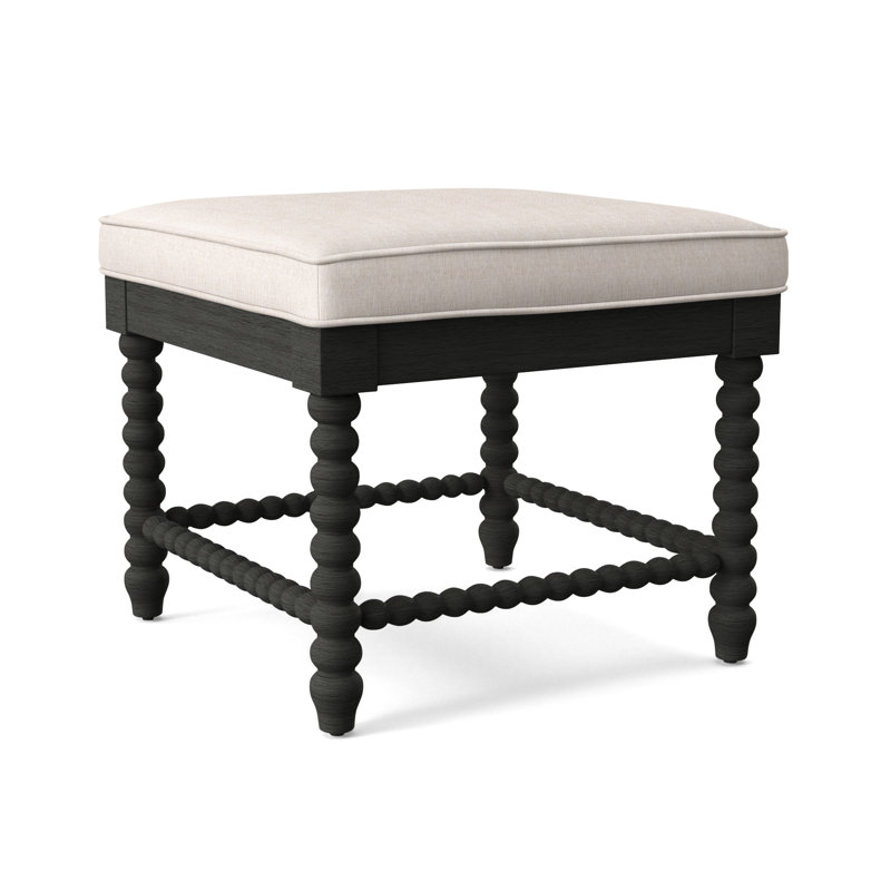 Lind Island Upholstered Bench, Cobalt Blue Stripe, Sea Glass Finish