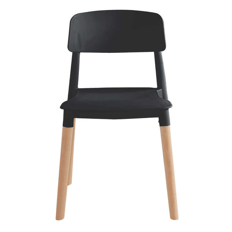 Ensemble de 4 chaises en bois et polypropylène Senaida, Noir, noir, noir, noir