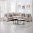 Nolan 106"W Beige Linen Fabric 6Pc Reversible Sectional Sofa With A USB, Charging Ports, Cupholders, Storage Console Table And Pillows And Interchangeable Legs-750752514