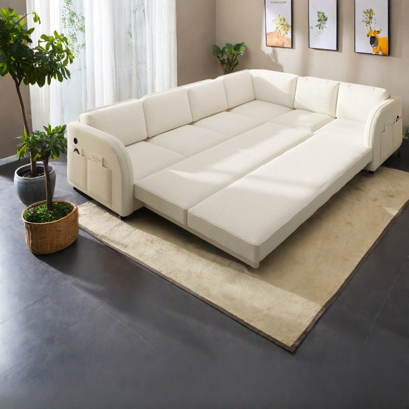 Canapés d'angle multifonctionnels avec rangement, revêtement en polaire sherpa, style moderne