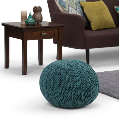 Shelby 20"W Cotton Hand Knit Round Pouf
