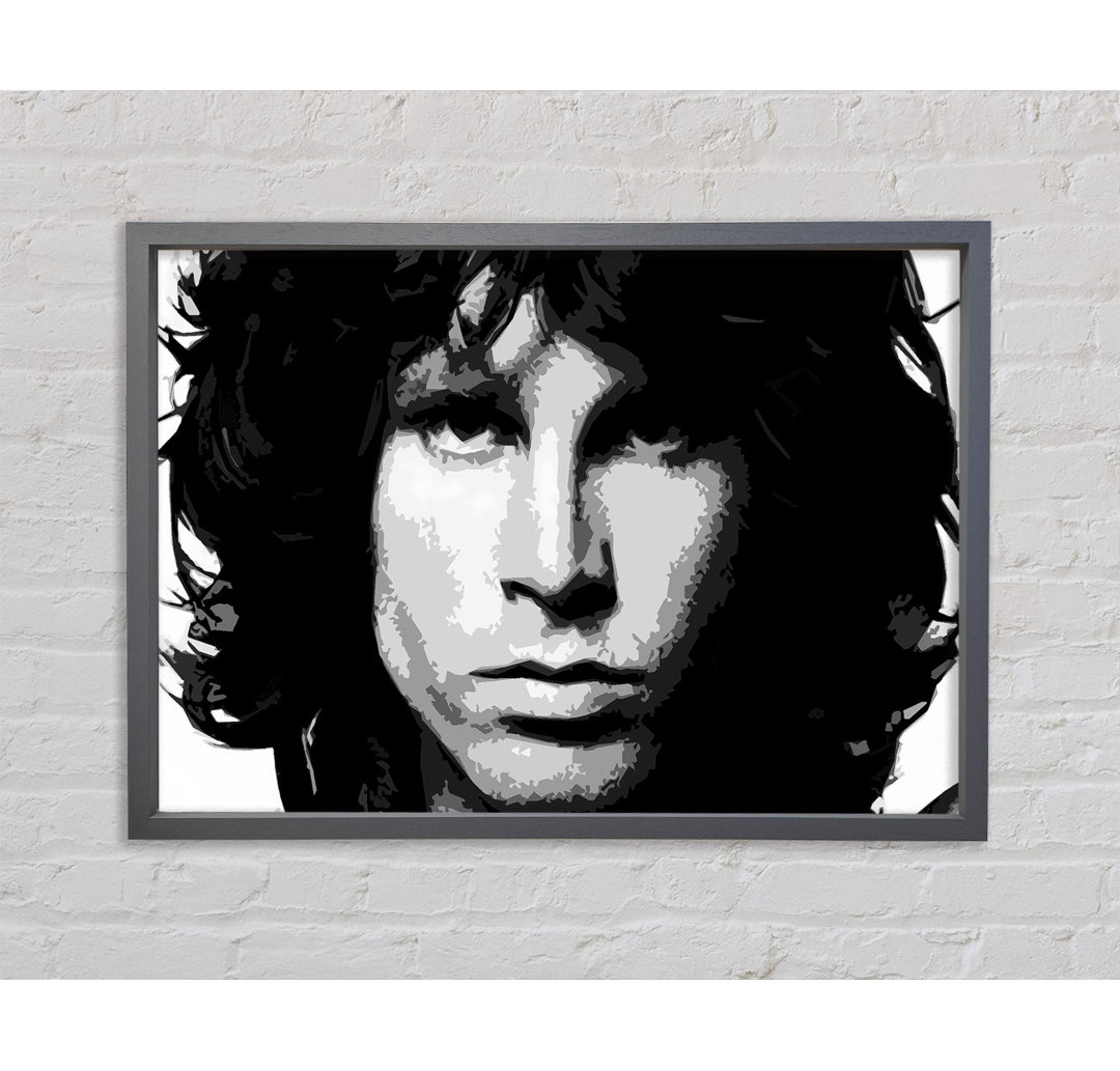 Jim Morrison Face B N W - Einzelner Bilderrahmen Kunstdrucke auf Leinwand