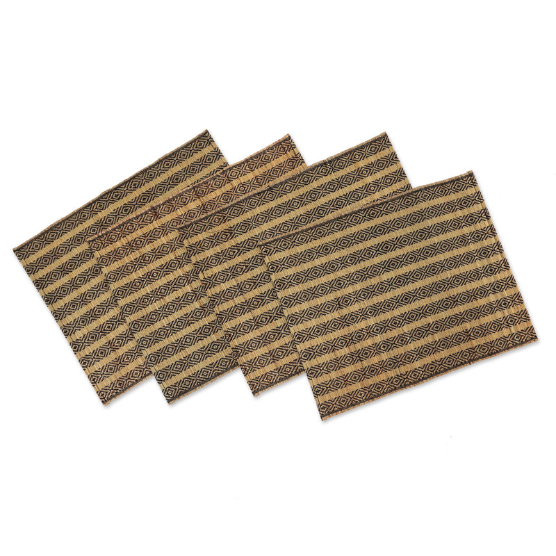 Handwoven Black and Yellow Cotton Blend Placemat Set