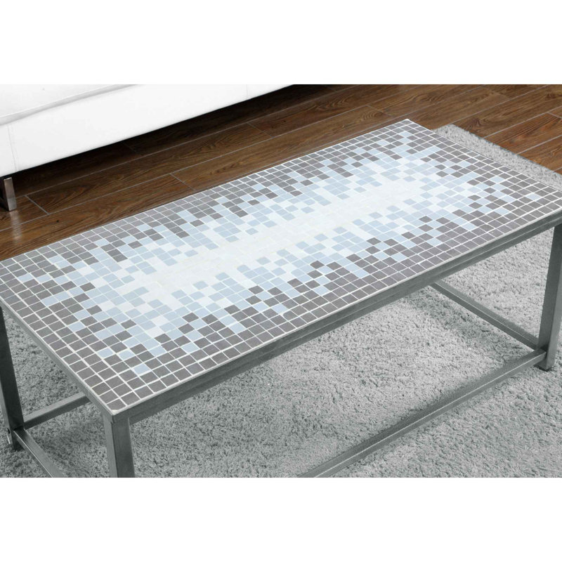 Table basse, table d'appoint, cocktail, rectangulaire, salon, L 42 po, carrelage, métal, transitionnel