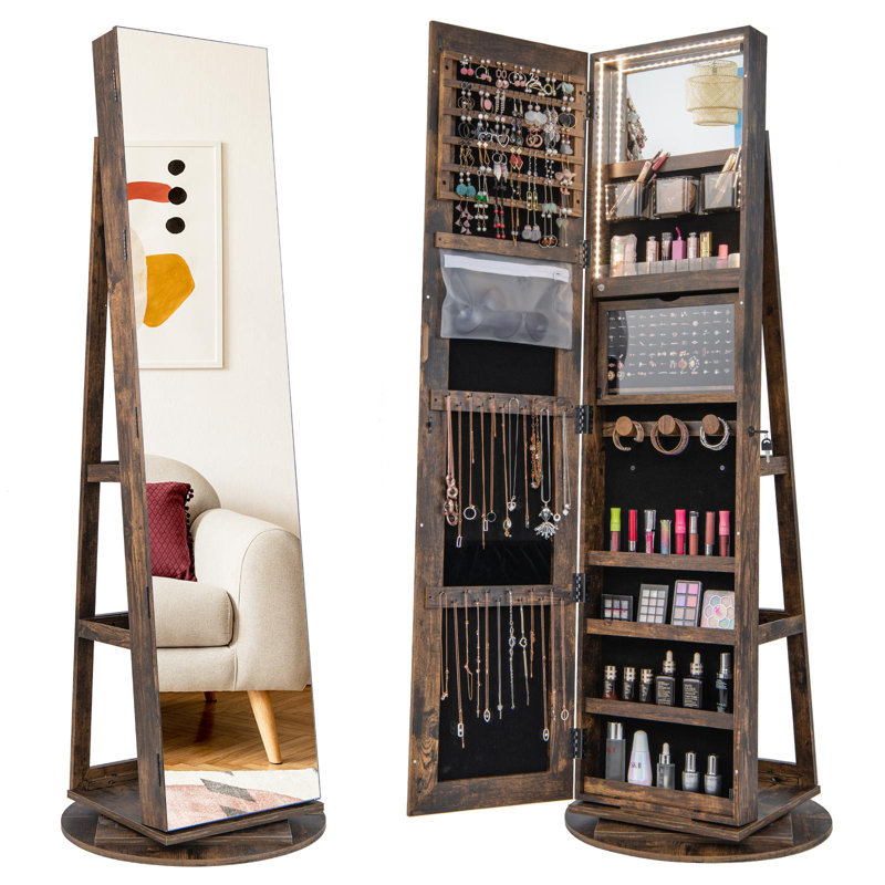 Armoire à bijoux avec miroir Macius, Café