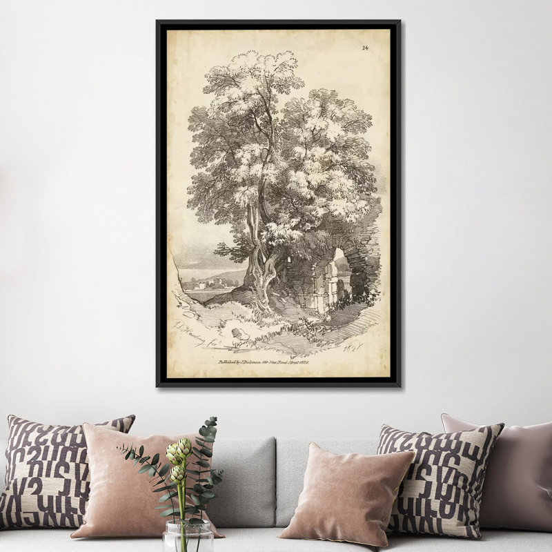 «Noble Tree II», impression sur toile, Toile encadrée noire, H 48 po x l 32 po x P 1,5 po, Pas de tapis