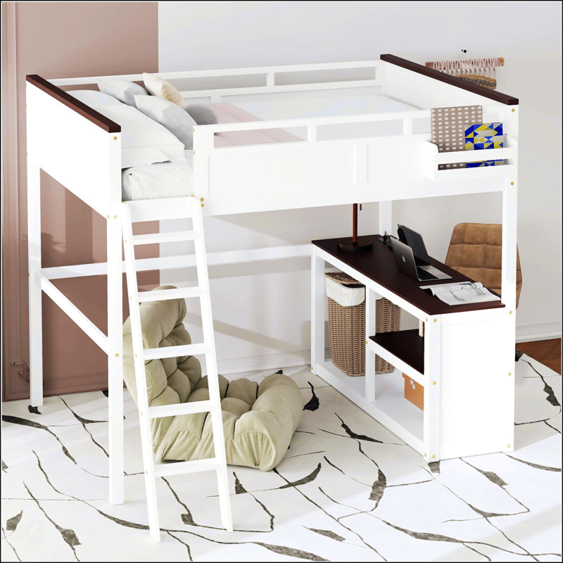 Queen Size Loft Bed with Desk