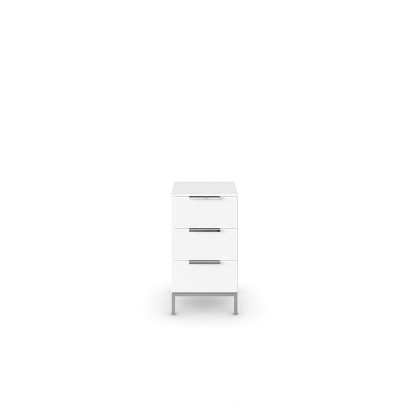 Flipp Manufactured Wood Bedside Table, Alpine White/Chrome