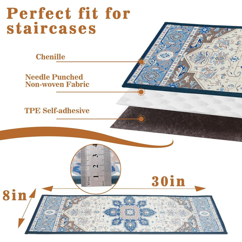 Tapis d'escalier antidérapant 8 po x 30 po