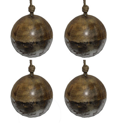S/4 4" Wood Ball Ornament