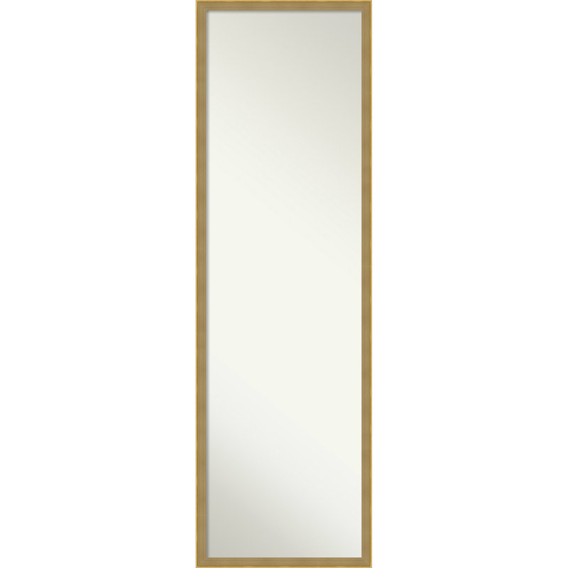 Incline Non-Beveled Wood Framed Full-Length On the Door Mirror, Dark Gold