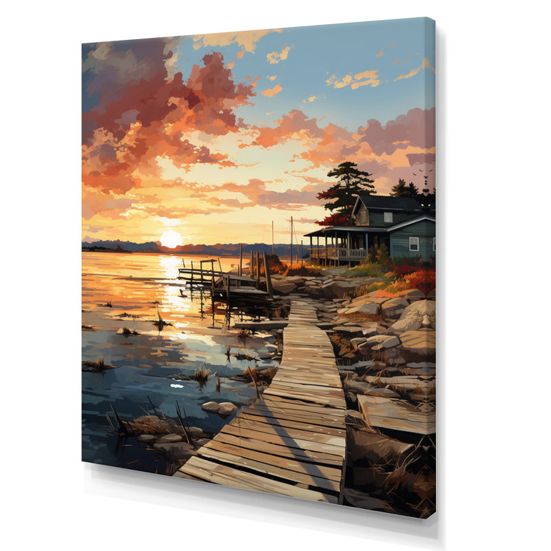 Alvordton Pier and Dock Weathered, reproduction d'art sur toile, H 40 po x l 30 po x P 1,5 po, Toile tendue