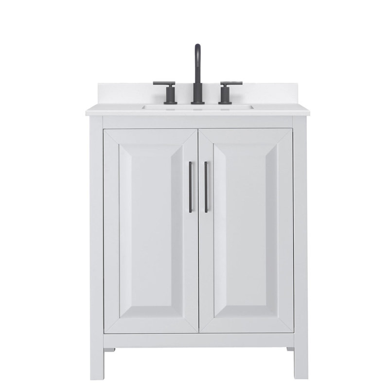 Daria 30'' W Vanity, White, Matte Black, Giotto Quartz