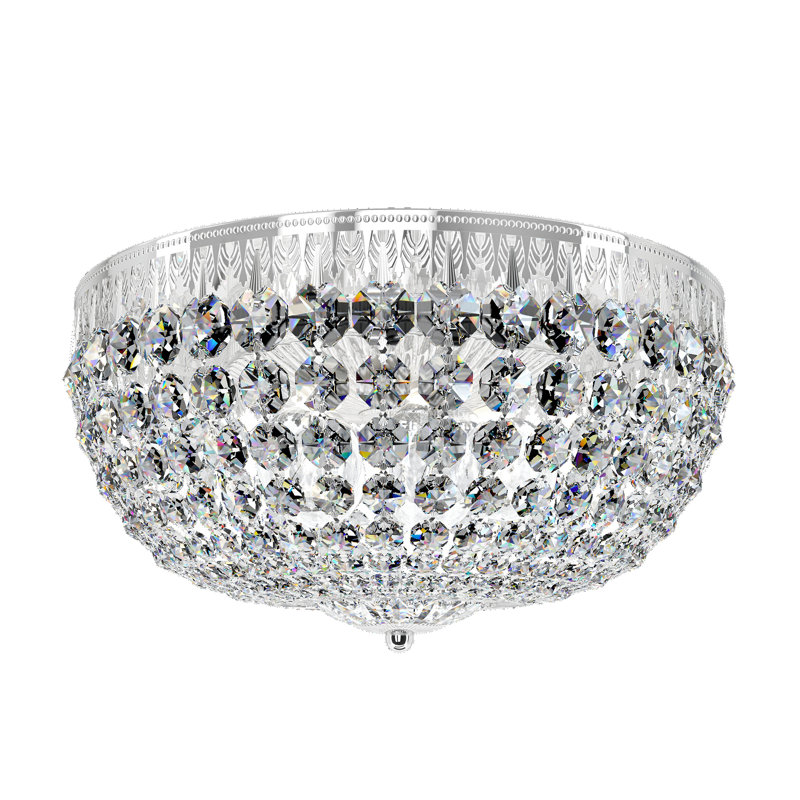 Petit Crystal 5 Light 14in x 7.5in Flush Mount in Polished Gold with Clear Radiance Crystals, Clear Radiance, Silver