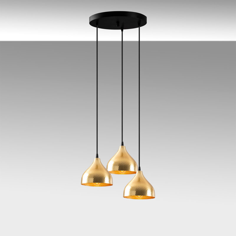 Lustre moderne doré, hauteur réglable, 42 x 42 cm | Corps en métal, hauteur 45,7 po | 3 x douilles E27 (40 W maximum) | Design scandinave glamour, parfait pour le salon et la salle à manger | Homologué IP20, éclairage élégant et élégant