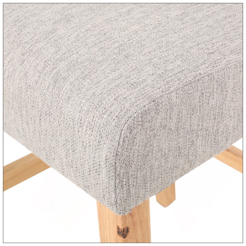 Ensemble de 2 tabourets de comptoir à oreilles capitonnés contemporains en tissu, gris clair, naturel