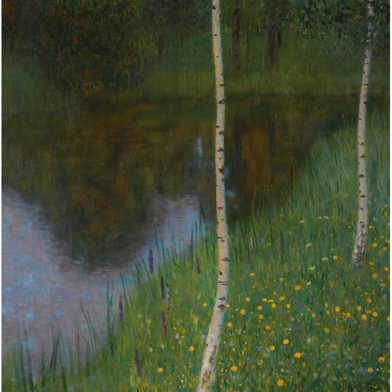 «Lakeshore with Birches» par Gustav Klimt - Art mural sur toile tendue avec châssis, H 40 po x l 28 po