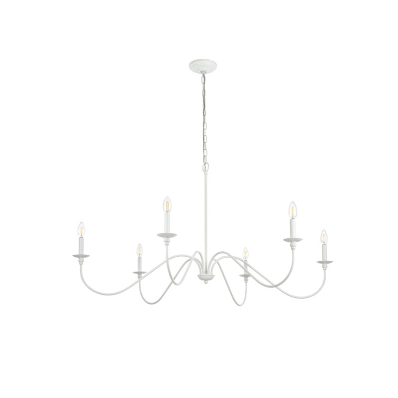 Sherree 6-Light Dimmable Chandelier, White, 22" H x 42" W x 42" D