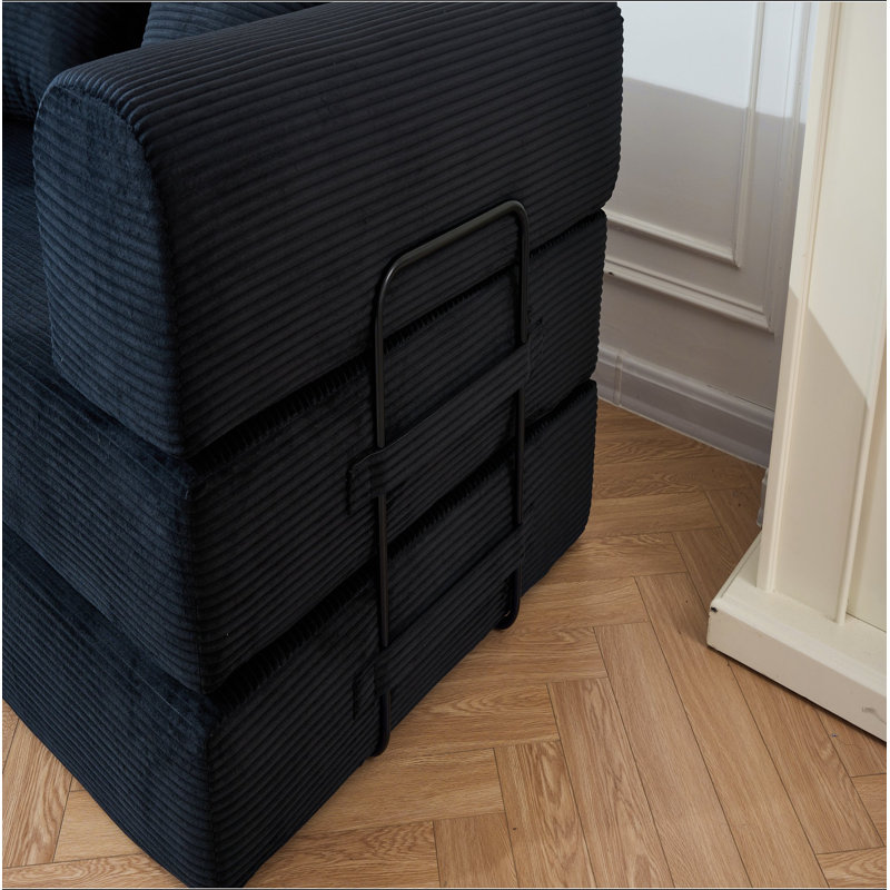 Canapé-lit convertible de 59 po avec coussin cylindrique, canapé-lit pliant en velours côtelé à structure fixe, canapé-lit de salon pour chambre à coucher
