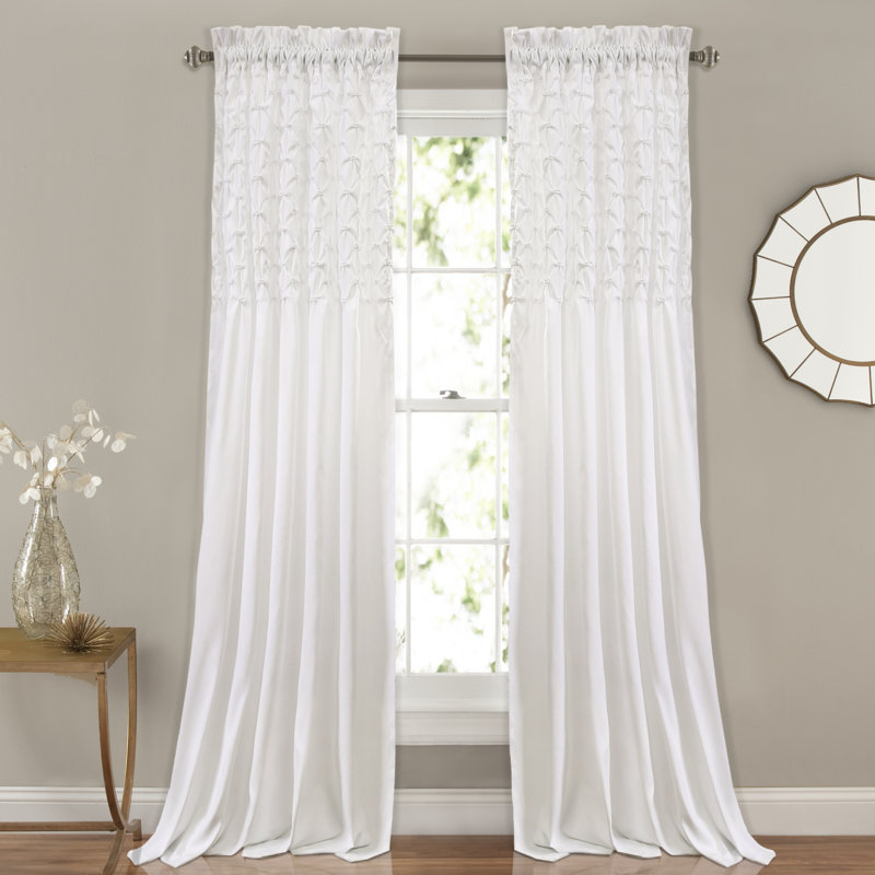 Bayview Semi Sheer Curtain Pair, White, 54"W x 63"L