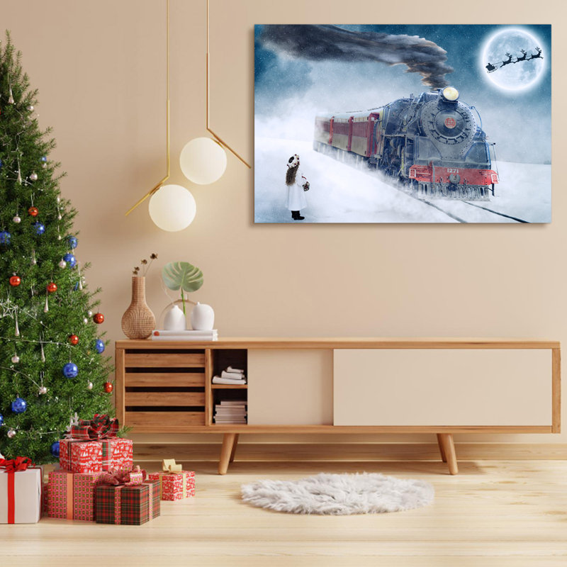 Toile encadrée, décoration murale, peinture de Noël, H 18 po x l 24 po x P 1,5 po