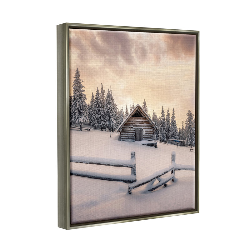 Maison de campagne d'hiver par Incado, H 21 po x l 17 po x P 1,7 po, Cadre flottant gris lustré