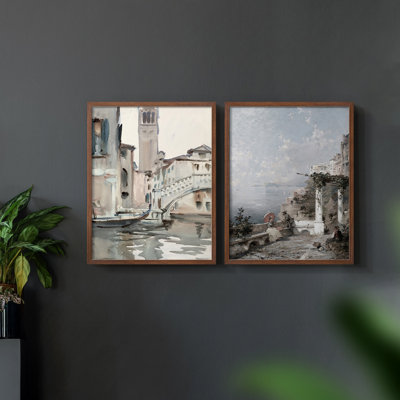 Vintage  Landscape XXXIV  -Framed Giclee Print - Set of 2