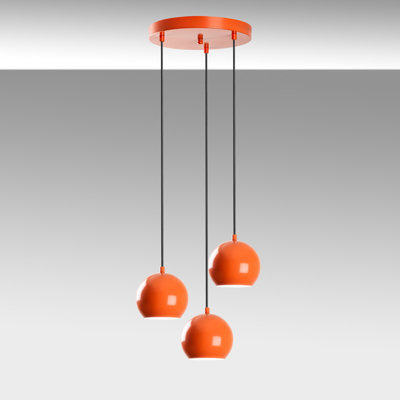 Modern Adjustable Chandelier, Metal Body, 17.7 in Diameter, 17.7 in Height | 3 x E27 Socket (Max 40W, Bulb Not Included) | Elegant Orange Finish, Perfect for Dining Rooms & Living Spaces | IP20 Rated, 90 cm Cable Length