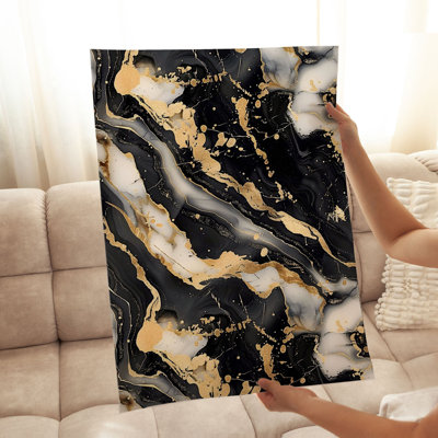 Abstrait noir et doré, reproduction d'art moderne sans cadre Geode