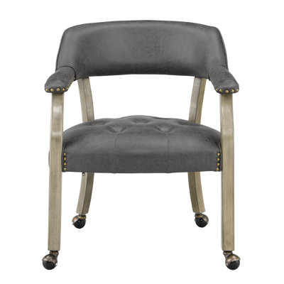LUMERA Collection Swivel Tufted Arm Dining Chair Poker Chair Gray