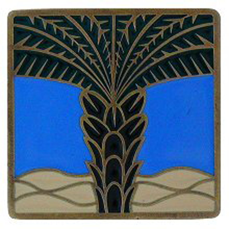 Poignée carrée 1,5 po Tropical, Laiton antique / pervenche