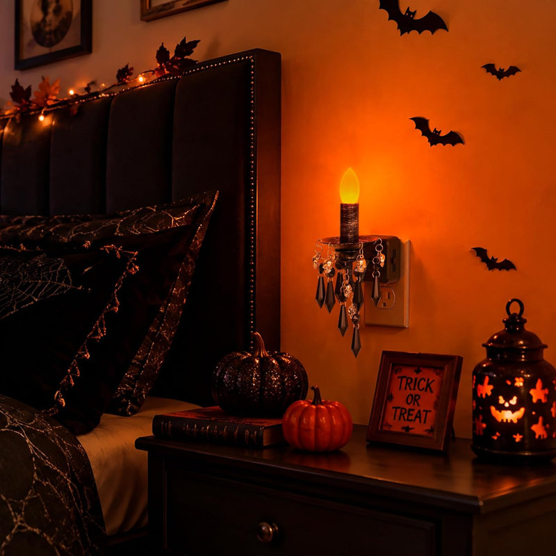 Luminaire veilleuse d'Halloween à brancher, s'allume du crépuscule à l'aube, style gothique