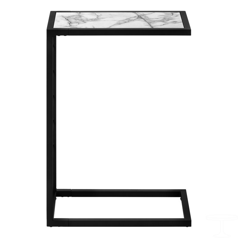 Table d'appoint, en forme de C, bout, côté, collation, stratifié, métal, contemporain, moderne, Blanc