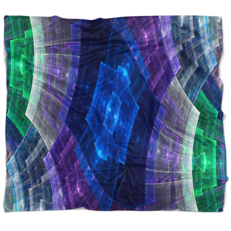 Couverture quadrillée, L 59 po x L 71 po, Bleu/mauve/vert