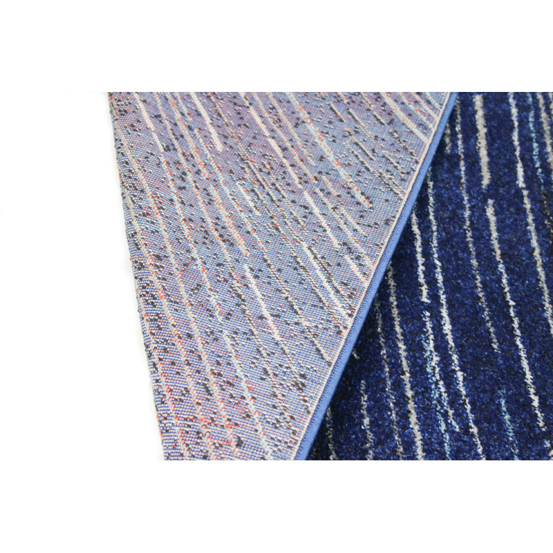 Blue Abstract Synthetic Rectangular Area Rug 3'6" x 5'6"