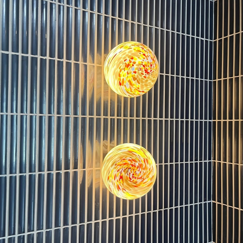 Murano Glass Globe Flush Mount Wall Light